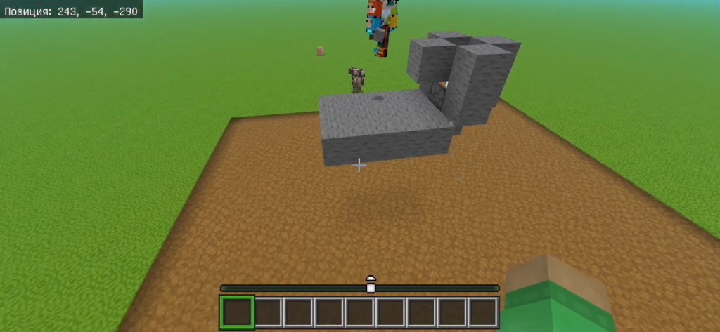 Готовая каменная камера для зомби в автоматической ферме железа Minecraft