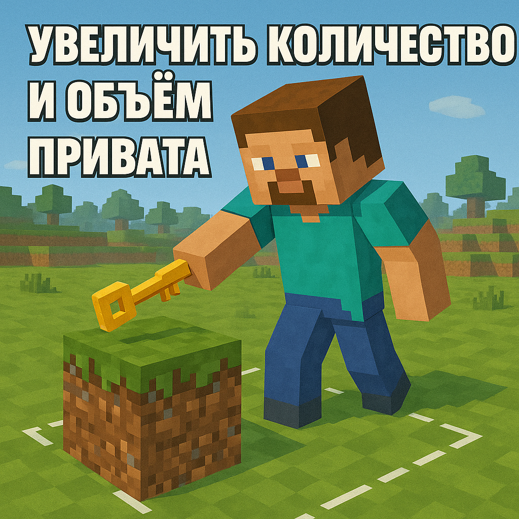 Стив увеличивает количество и объём привата на сервере Minecraft DarkLegends