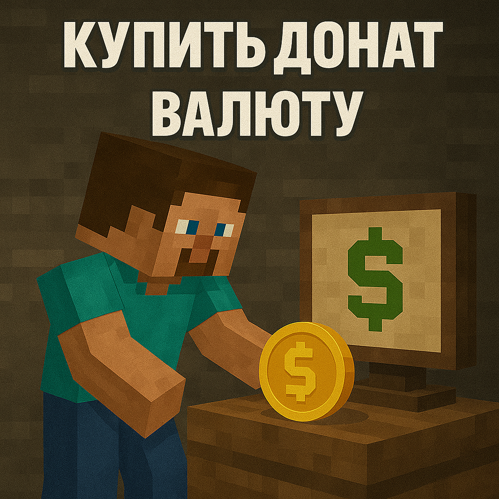 Стив покупает донат валюту на сервере Minecraft DarkLegends